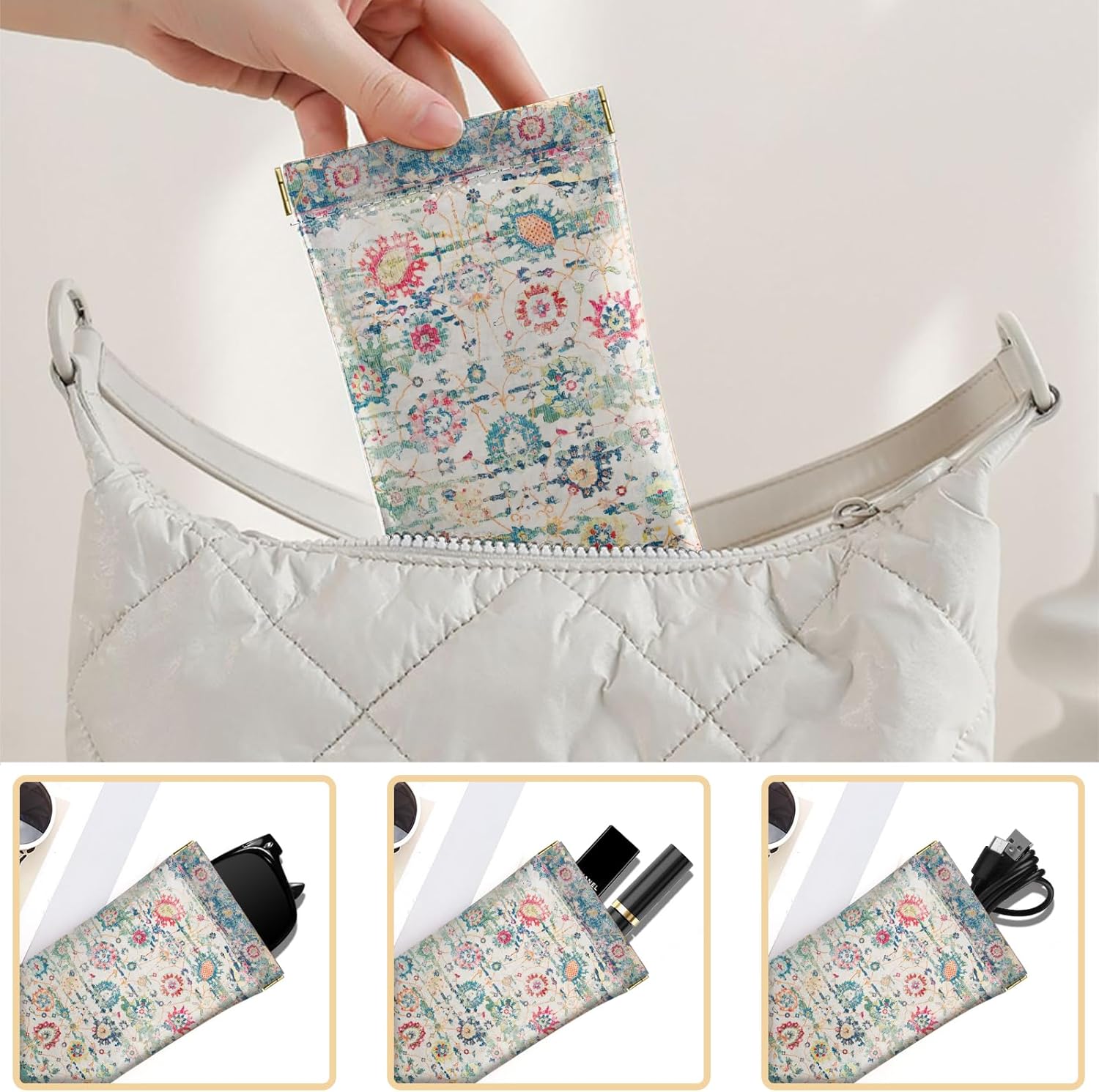 2 PCS Glasses Case Eyeglass Sunglasses Pouch Portable Squeeze Soft Leather with Cleaning Cloth Cute Women Men Girls - Image 5