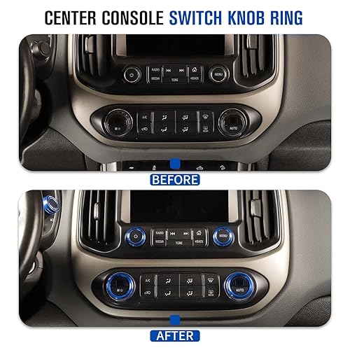 Miniatura 7 de Jimen Compatible con Chevrolet ColoradoGMC Canyon 2014-2022, 8 piezas de cubierta de anillo de perilla de control de botón de volumen de audio de