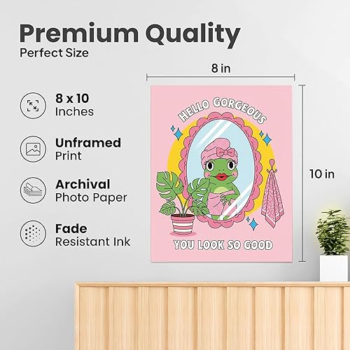 Miniatura 2 de Mirror Frog Says You Slay - Pink Frog Decor - Cute Bathroom Art for College Girls - Retro Bathroom Wall Art - Room Decor for Teens - Unframed 8x10