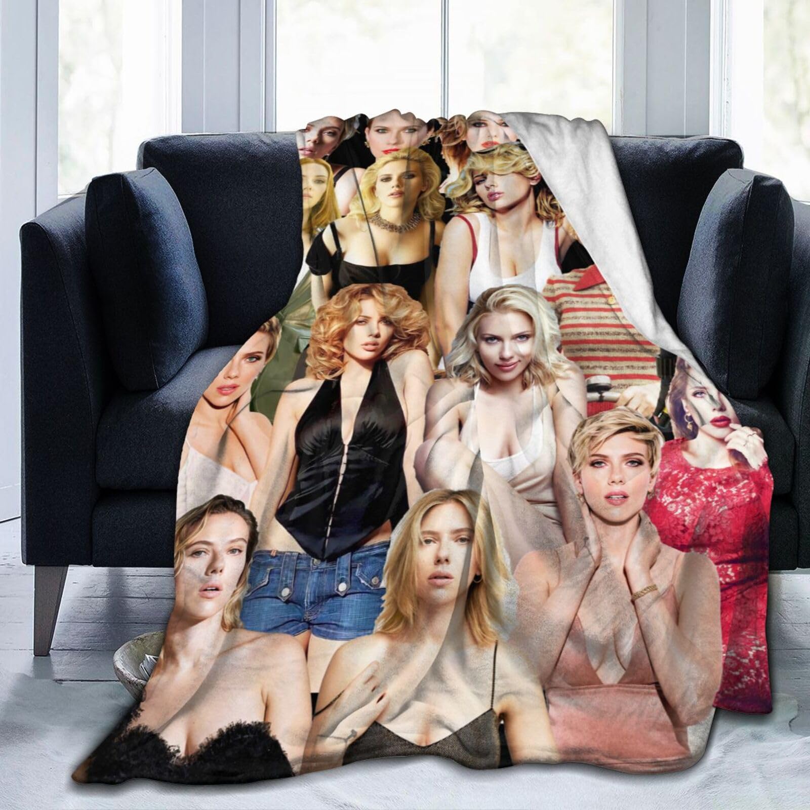 Suehome Blanket Scarlett Johansson Soft and Comfortable Wool Fleece Throw Blankets for Sofa Office car Camping Yoga Travel Home Decoration Cozy Plush Beach Blanket Gift