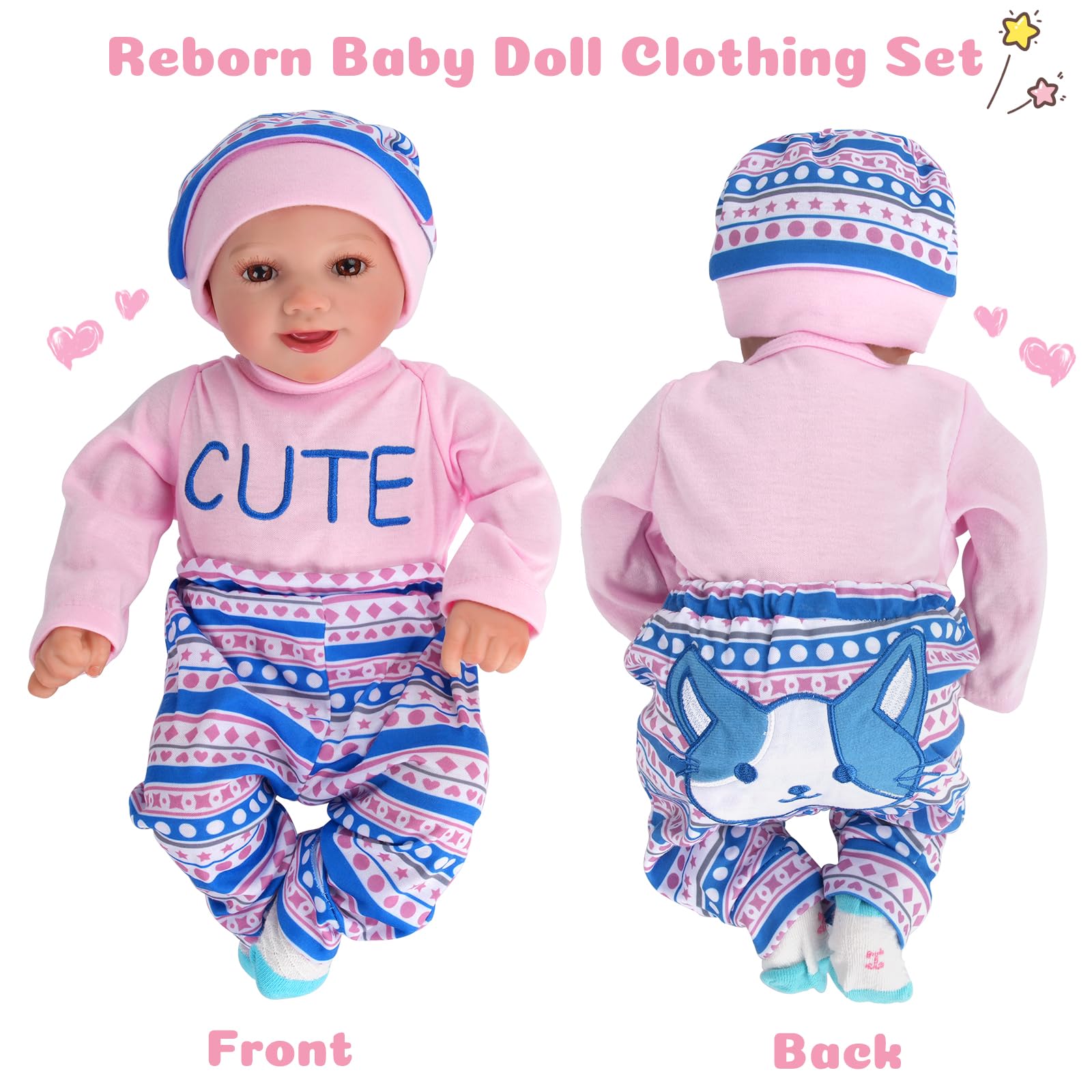 4 Piezas De Ropa Para Muñecas De 35-46 Cm – Sudadera Con Estampado De Jirafa, Pantalón, Calcetines Y Percha