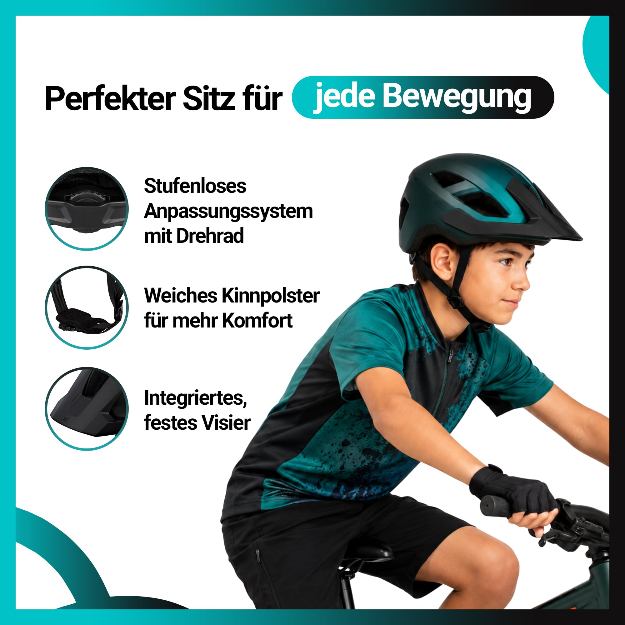 KED Embrace Jr Fahrradhelm – Jugendhelm Mit Integriertem Visier, Leichtbau Und Vielseitiger Alltagstauglichkeit