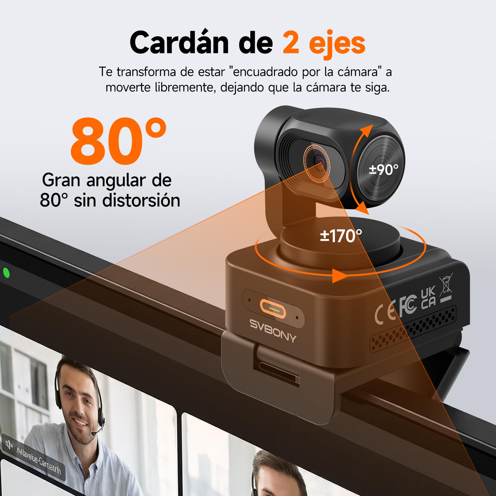 SVBONY SVN W2 4K Webcam: IA Seguimiento, 1/2" Sensor, PTZ Dual, HDR, Micrófono IA Antirruido, Gestos, Autoenfoque, para Trabajo Híbrido y Contenido