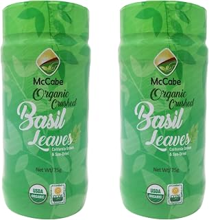 McCabe Organic Sun-Dried Crushed Basil Leaves 75g 2-Pack - USDA CCOF Certified, California Grown, Nutrient-Rich USA Product