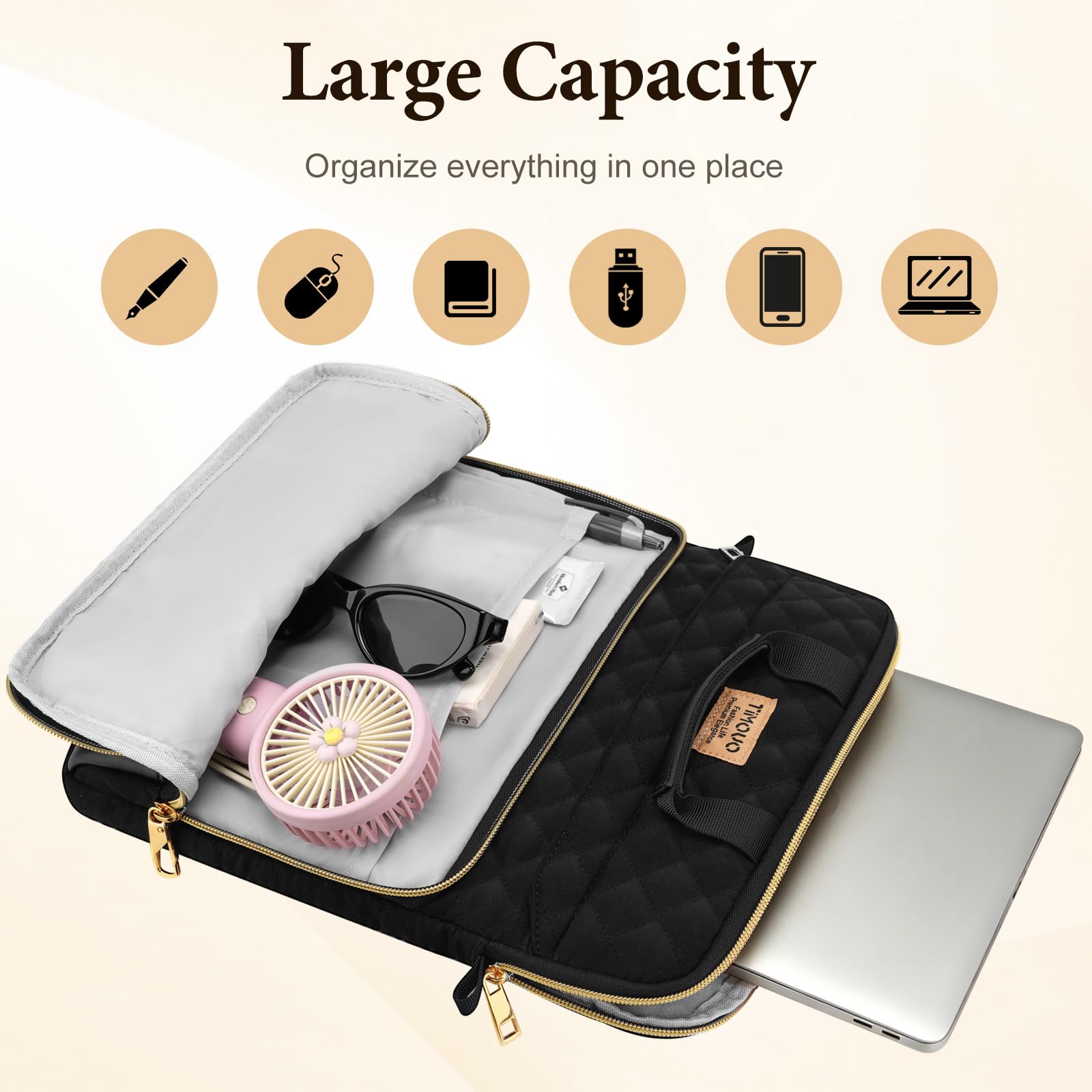 TiMOVO Funda para Portátil MacBook Neo de 13 Pulgadas 2026 Modelo A3404 con Chip A18 Pro, Bolsa con Correa para Hombro y Bolsillo Pequeño Extraíble, Negro