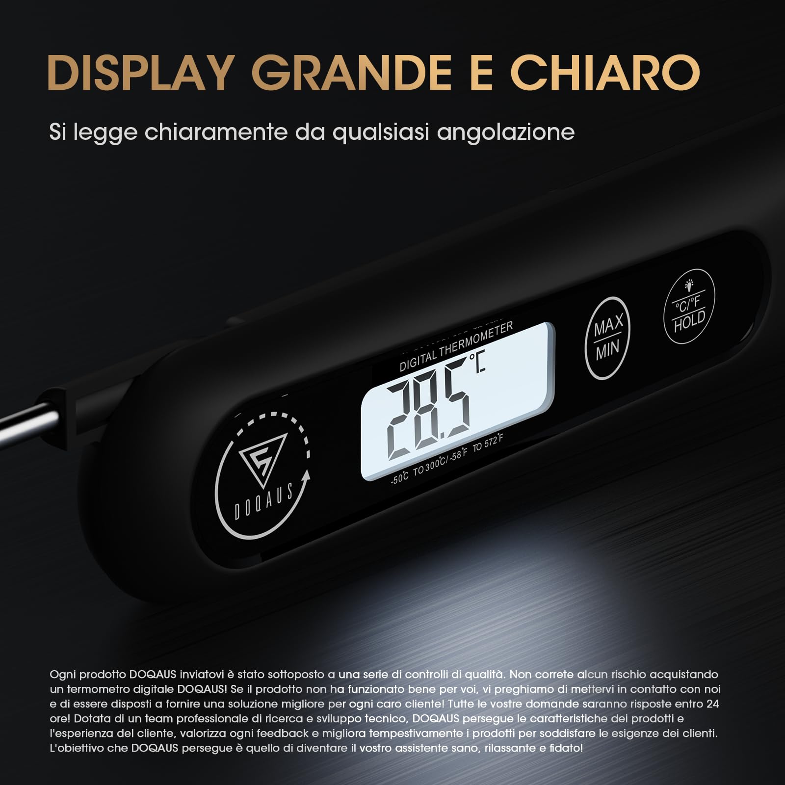 DOQAUS Termometro da Cucina Digitale, Lettura Istantanea con Sonda Pieghevole, per Carne Barbecue Alimenti