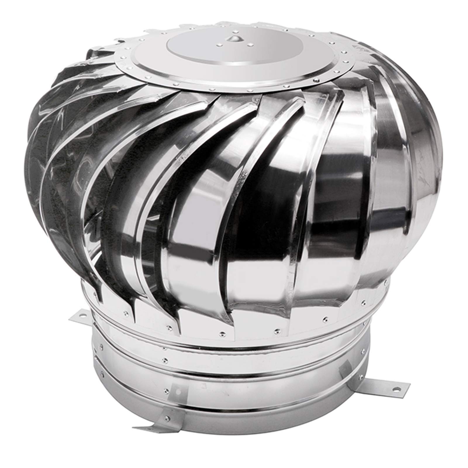 WOTZOV Rotating Ventilator Cap, Stainless Steel Factory Ventilation Spinner Anti-Downdraught Chimney Cowl Rain And Snow Cover Flue Protector,160Mm，160mm