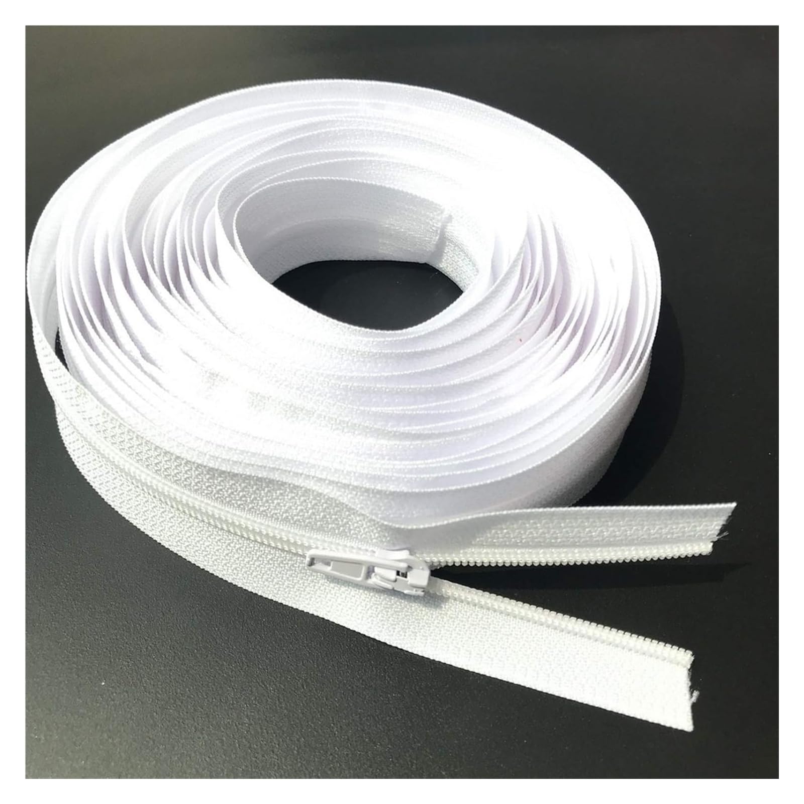dfEDRd Nylon Coil Zipper by The Yards, 10 Meters 25 Colors Nylon Coil Zippers, for Tailor Sewing Crafts, with 20pcs Auto Lock Zipper Slider(101 White)