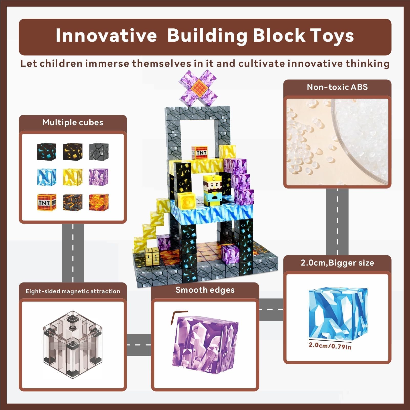 70 Pezzi Set di mattoncini magnetici per costruire miniera magnetica per portale magico, piastrelle magnetiche per bambini e bambine dai 3 anni in su