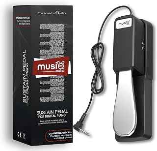Universal Sustain Pedal for Digital Piano & Electronic Keyboard, Anti-slip Foot Pedal with Polarity Switch