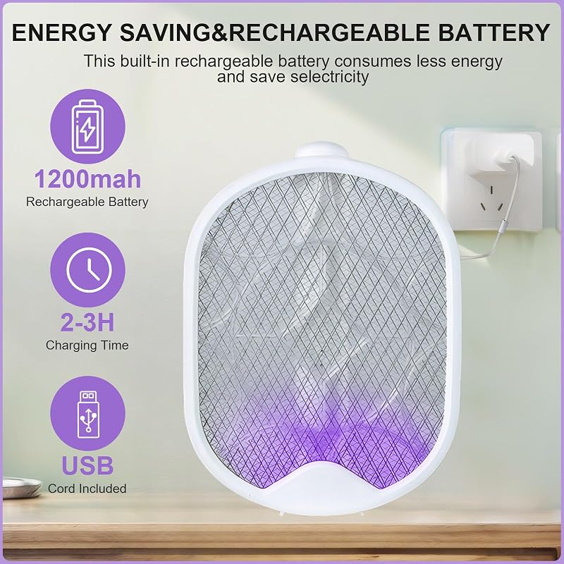 Oziral 2in1 Elektromos Légyfogó Szúnyog és Rovarirtó 3000V USB Töltős