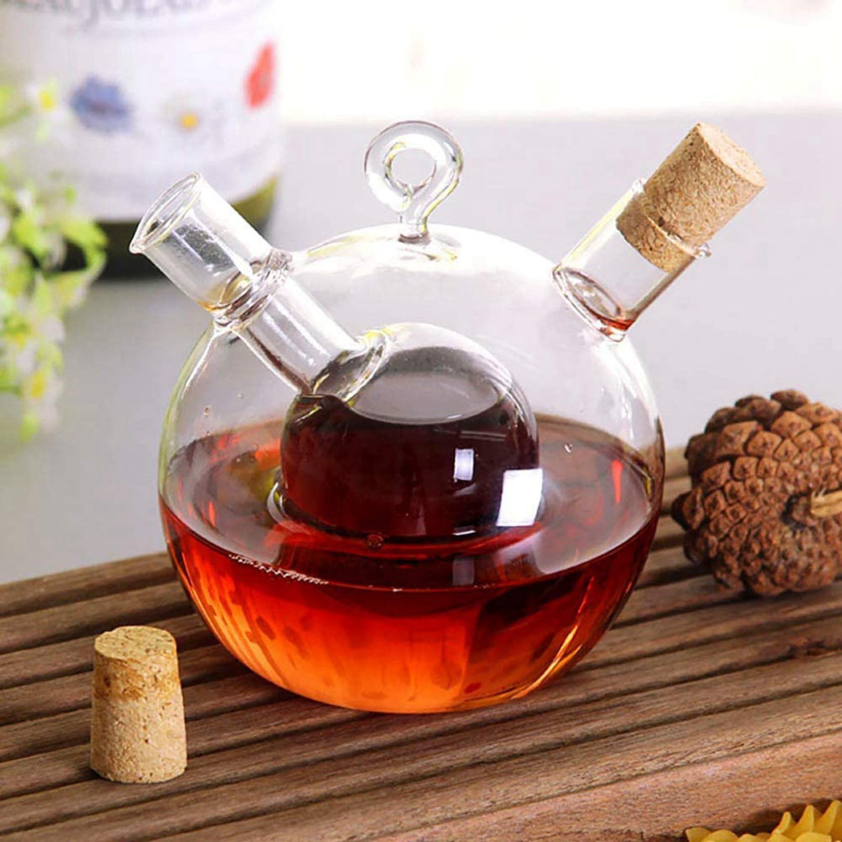 10X Öl und Essig 2 Im 1 Küchen Glas Flasche Öl- und Essig Flasche mit Kork Verschluss