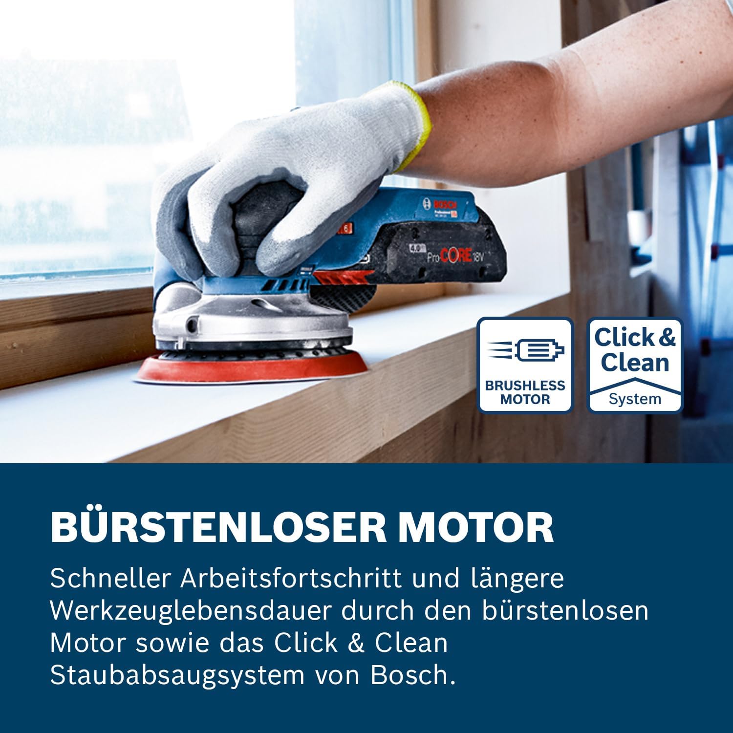 Bosch PRO 18V System Akku Exzenterschleifer GEX 18V-125 (inkl. Schleifteller (125mm), 1x Schleifpapier, Staubbeutel, ohne Akku/Ladegerät)