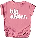 Olive Loves Apple Bold Big Sister Colorful Sibling Reveal Announcement T-Shirt for Baby and Toddler Girls Sibling Outfits