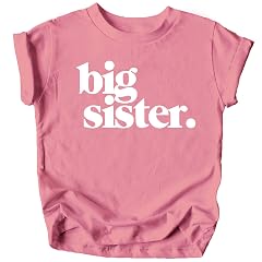 Bold Big Sister Colorful Sibling Reveal Announcement T-Shirt for Baby and Toddler Girls Sibling Outfits