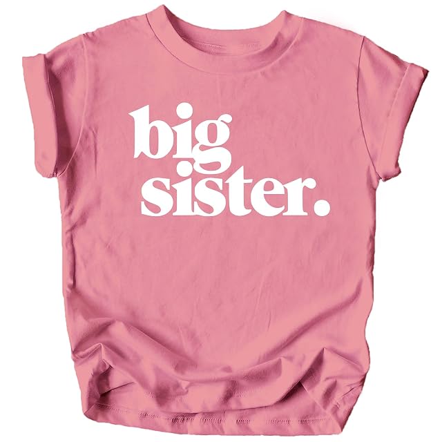Bold Big Sister Colorful Sibling Reveal Announcement T-Shirt for Baby and Toddler Girls Sibling Outfits
