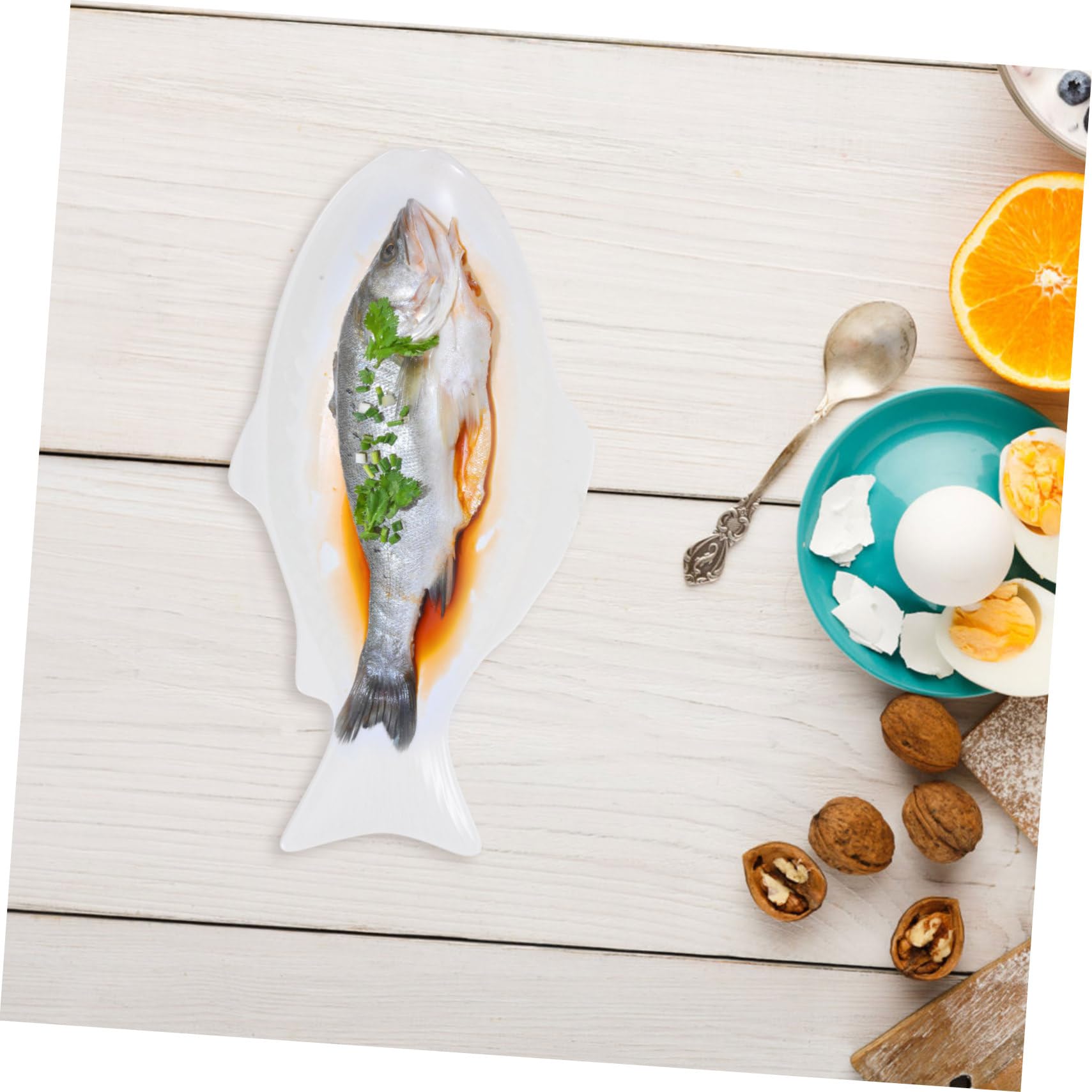 Piatto da portata a forma di pesce in ceramica, 38,1 cm, elegante vassoio per frutti di mare a forma di pesce, per antipasti e feste, perfetto per intrattenimento e decorazione della casa, ideale per