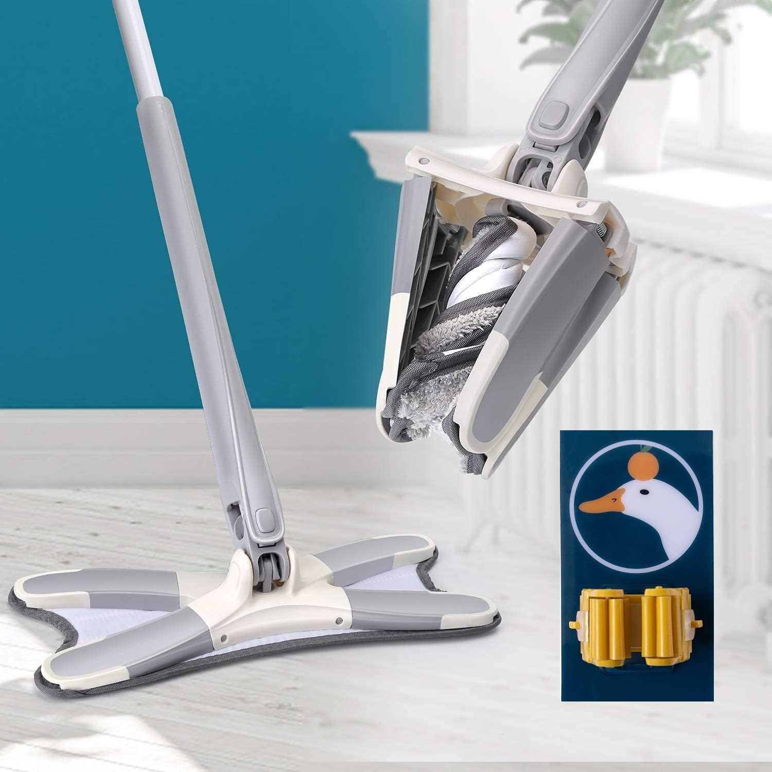 X-Type Microfiber Mop for Floor Cleaning, Hand-Free Wash Self Wringing Flat Mop, 360 Degree Dry/Wet for Home Kitchen Hardwood Laminate Wood Tile Floors-image-27