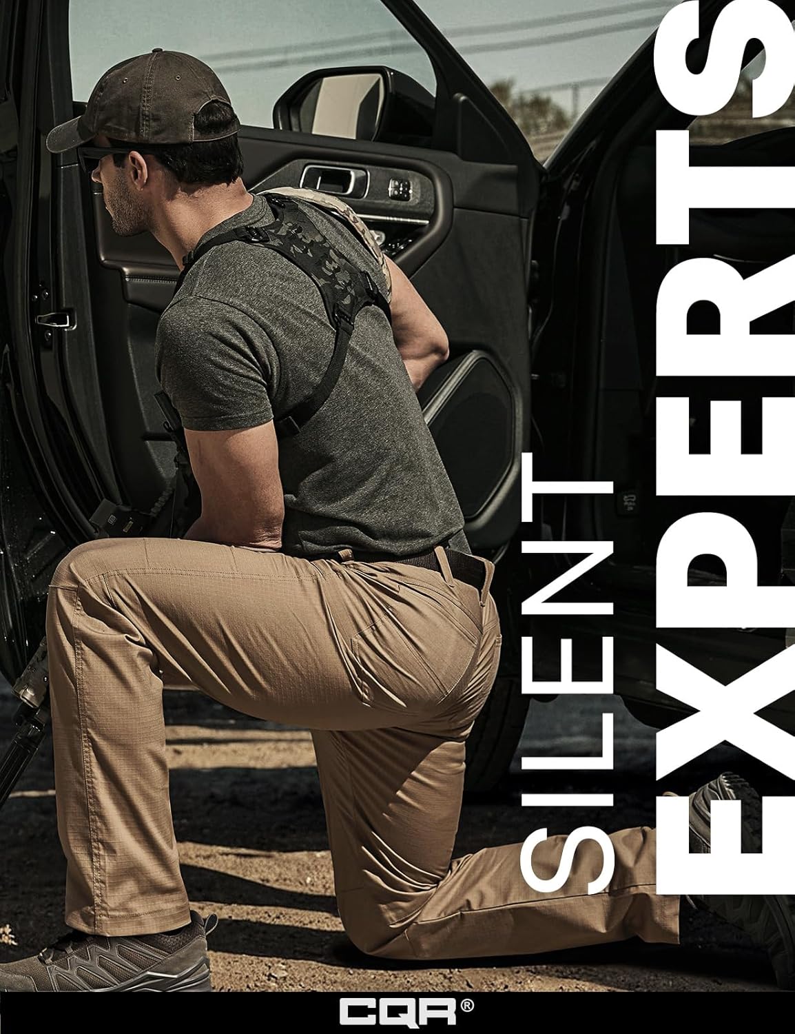 CQR Men's Flex Stretch Tactical Pants, Water Resistant Ripstop Cargo Pants, Lightweight EDC Outdoor Work Hiking Pants - Image 4