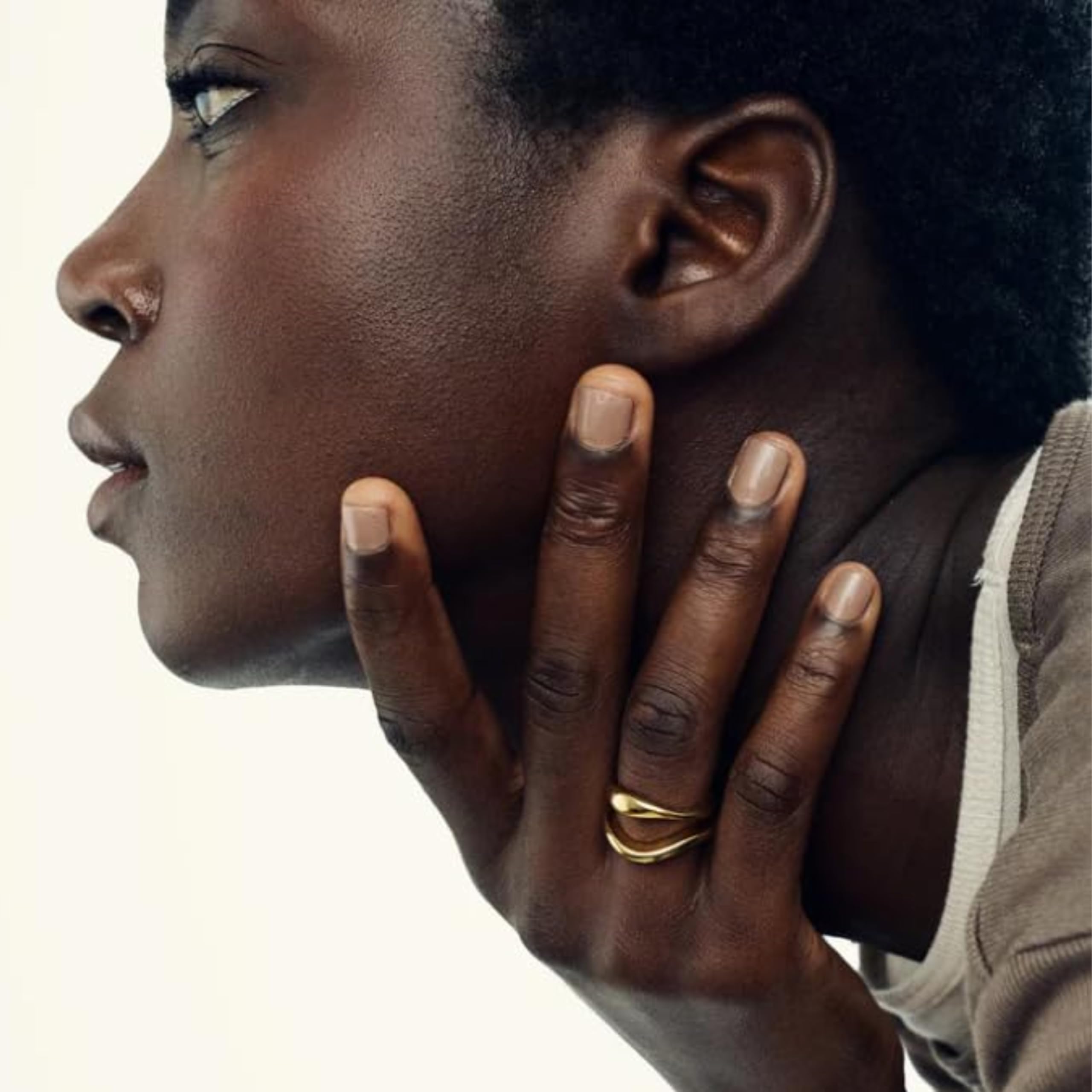 Hey Harper Gold Ring for Women - Gold Plated Stacking Waterproof & Sweatproof Jewerly Ring - Everday Non Tarnish Cute Fashion Circle Rings: Triple Layer Ring 8 US