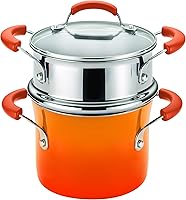 Vista 2 de Rachael Ray Brights - Olla para salsa con inserto de vapor, 3 cuartos de galón, color rojo bicolor