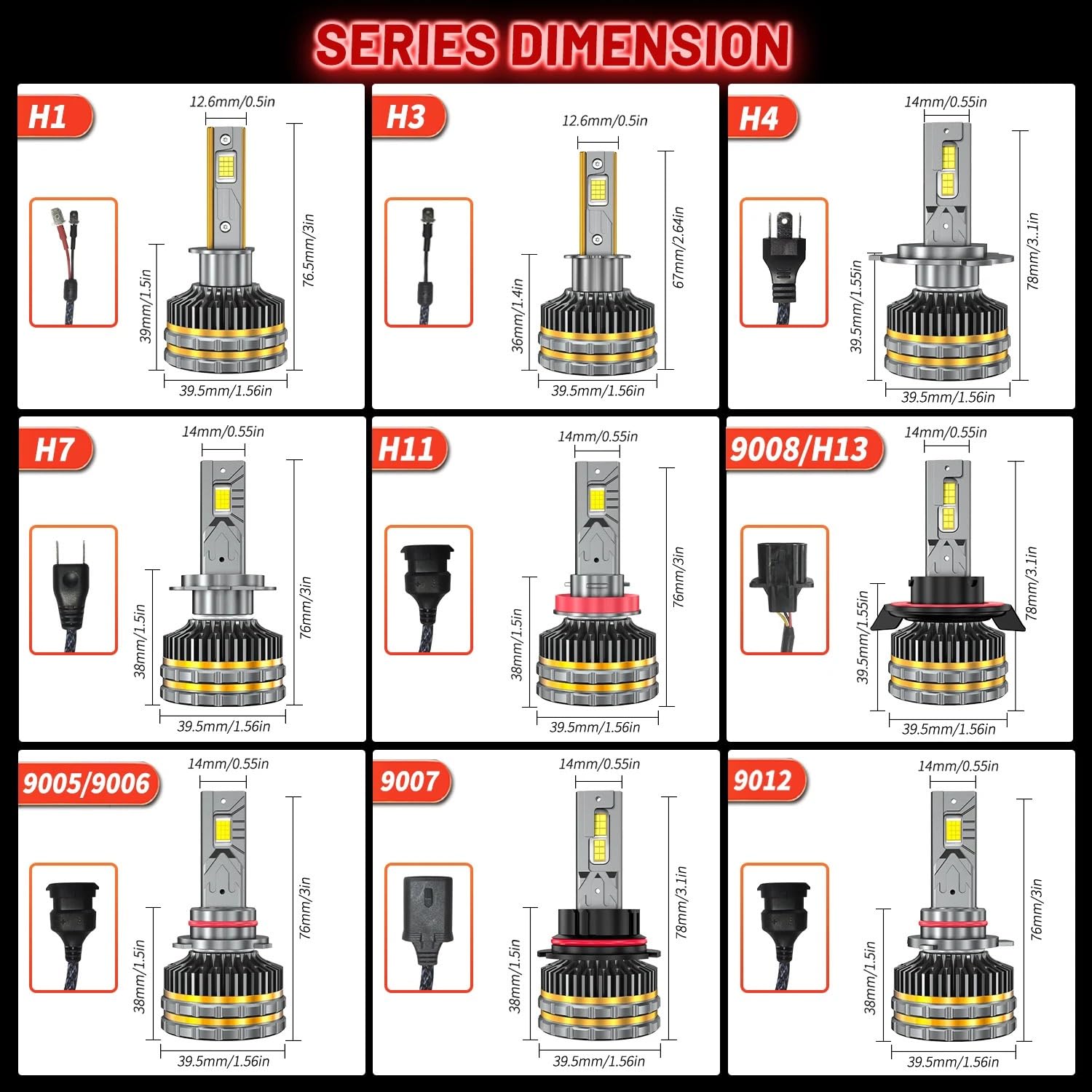 Bombilla Coche Faro LED H7 H4 H11 Canbus Bombilla LED | H1 H3 H8 H9 9005 HB3 9006 HB4 9012 HIR2 Turbo Lámpara 9007 9008 Luz del coche