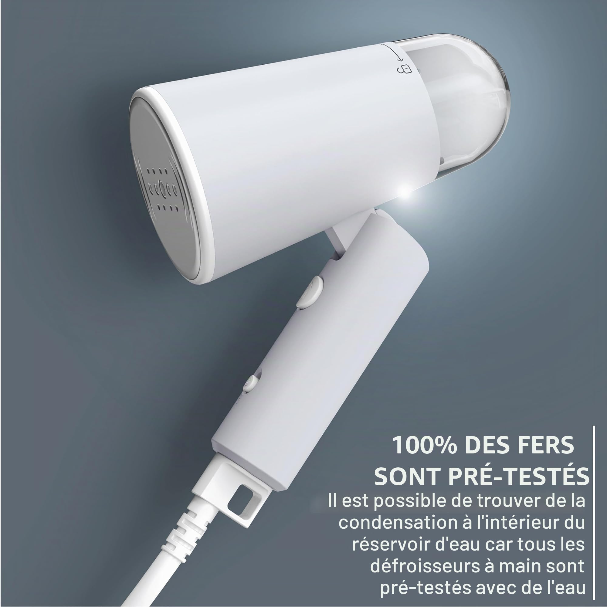 Rowenta, Défroisseur à vapeur à main de voyage, capacité de réservoir de 500 ml, pliable, facile à vapeur, 1100 W, fer à repasser, défroisseur à vapeur gris, essentiels pour les vacances,