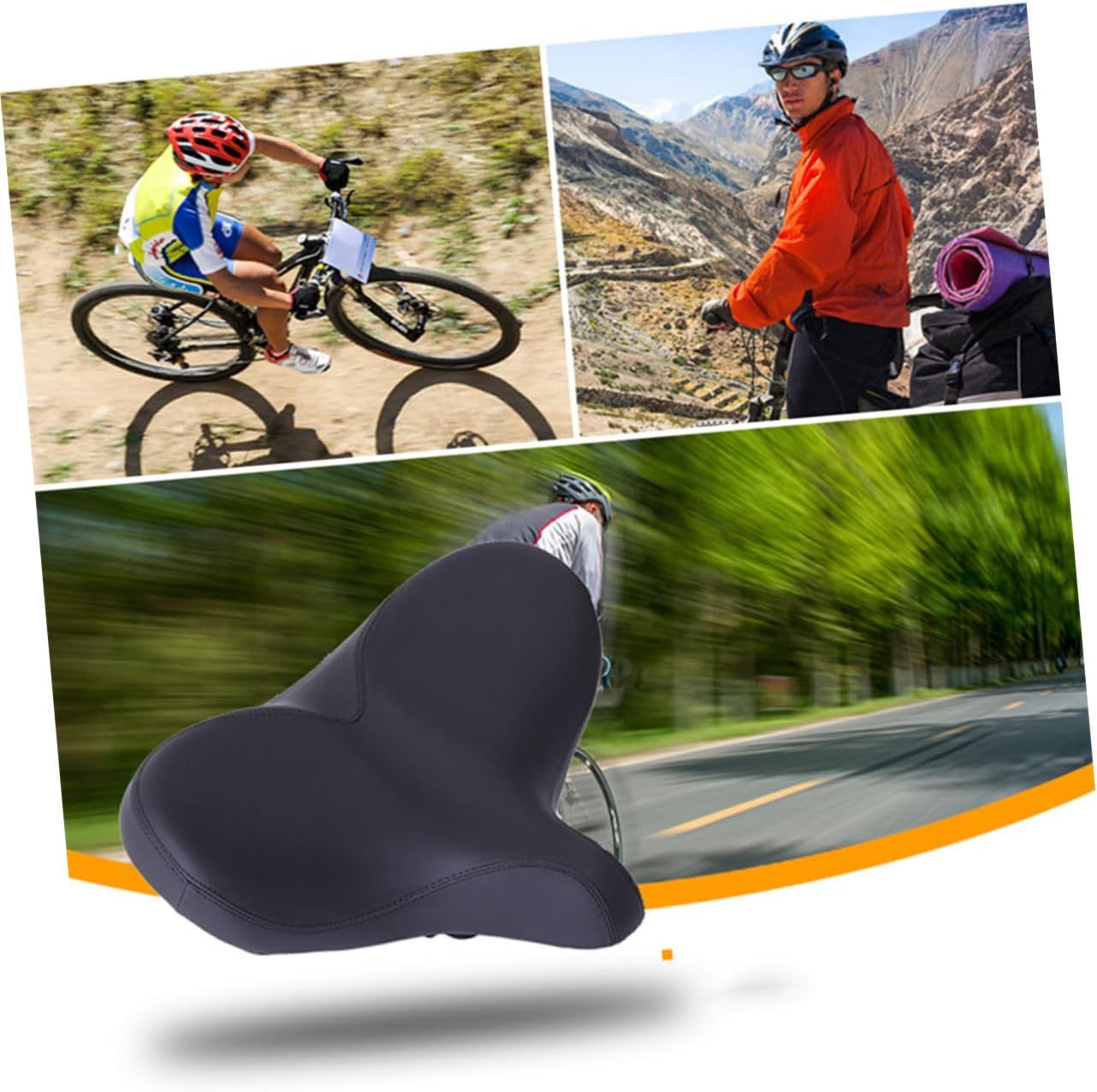 Yardwe Comfortable Bike Saddle Cushion Ergonomic Breathable Seat for Cycling Soft Support for Men and Women for Long-Distance Rides Black