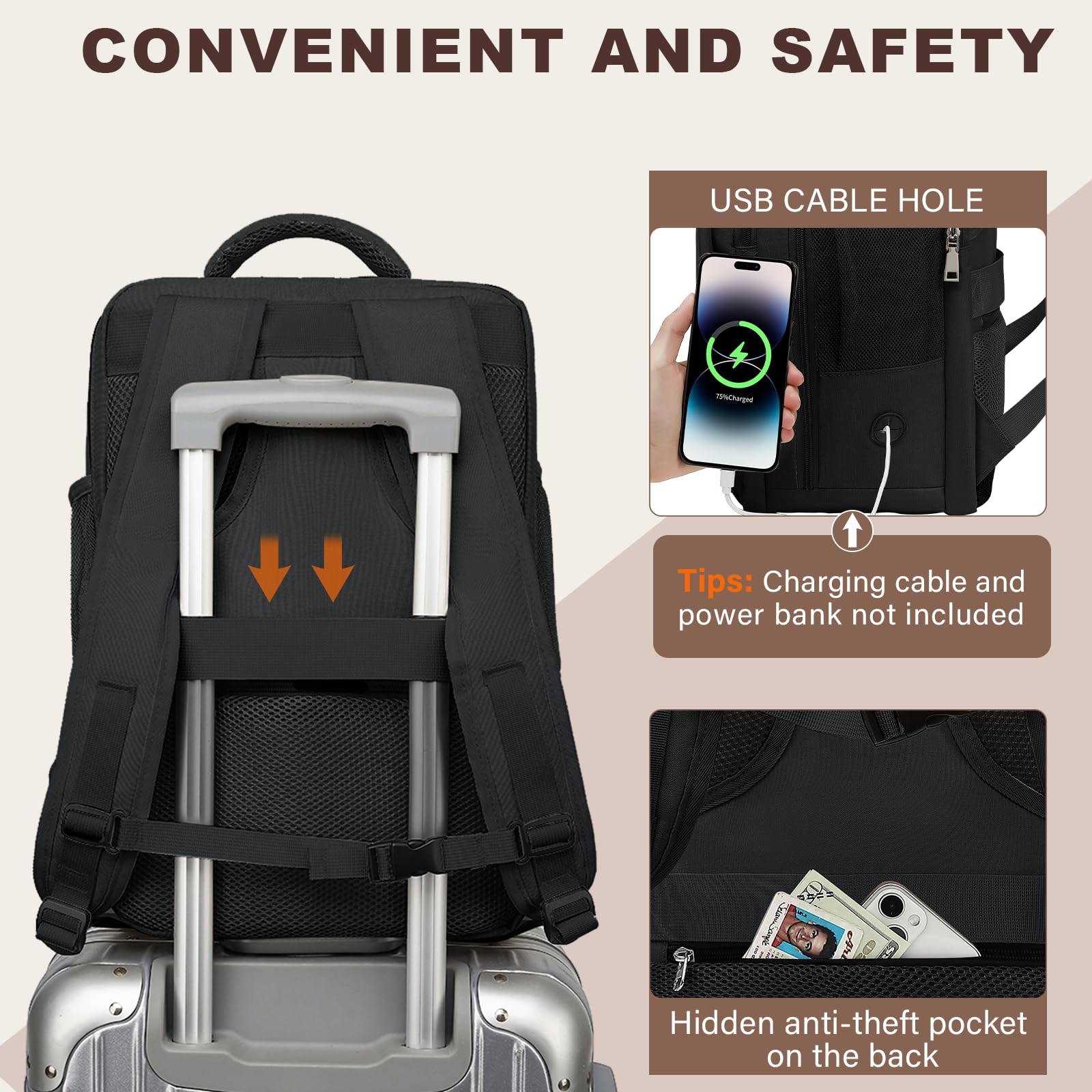 Xkdoai Zaino da Viaggio 45x36X20 per Easyjet Zaino da Viaggio Aereo Bagaglio a Mano Zaino Uomo Porta PC 15.6 pollici Antifurto Zaino Donna per Università Casual Backpack