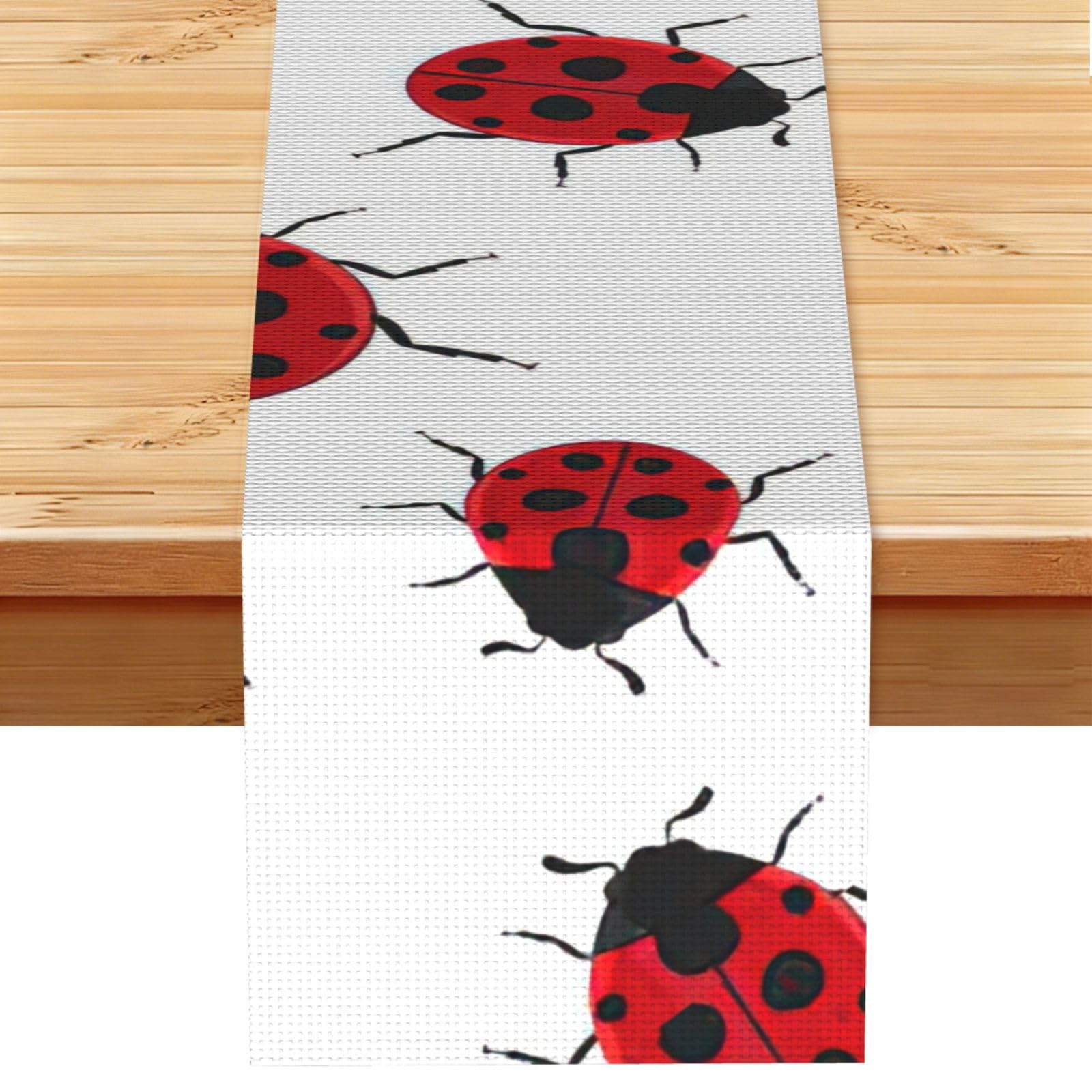 Aacxzff Black Linen Ladybug Print Table Runner For Everyday Use,Special Occasions,Wedding Birthday Home Decor