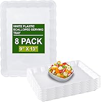 Vista 8 de Party Bargains Bandeja de plástico festoneada de 9 x 13 pulgadas, transparente, paquete de 4