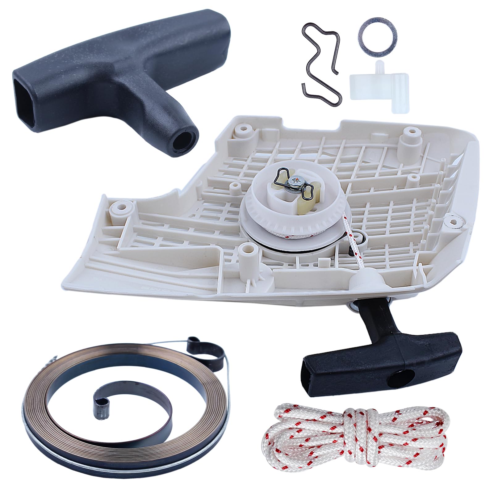 Kit de Agarre de Cuerda con trinquete de Resorte Adecuado para Arranque de Retroceso, Compatible con Motosierra MS270, MS280, MS270C, MS280C, MS 270 y 280. Pieza de Repuesto.