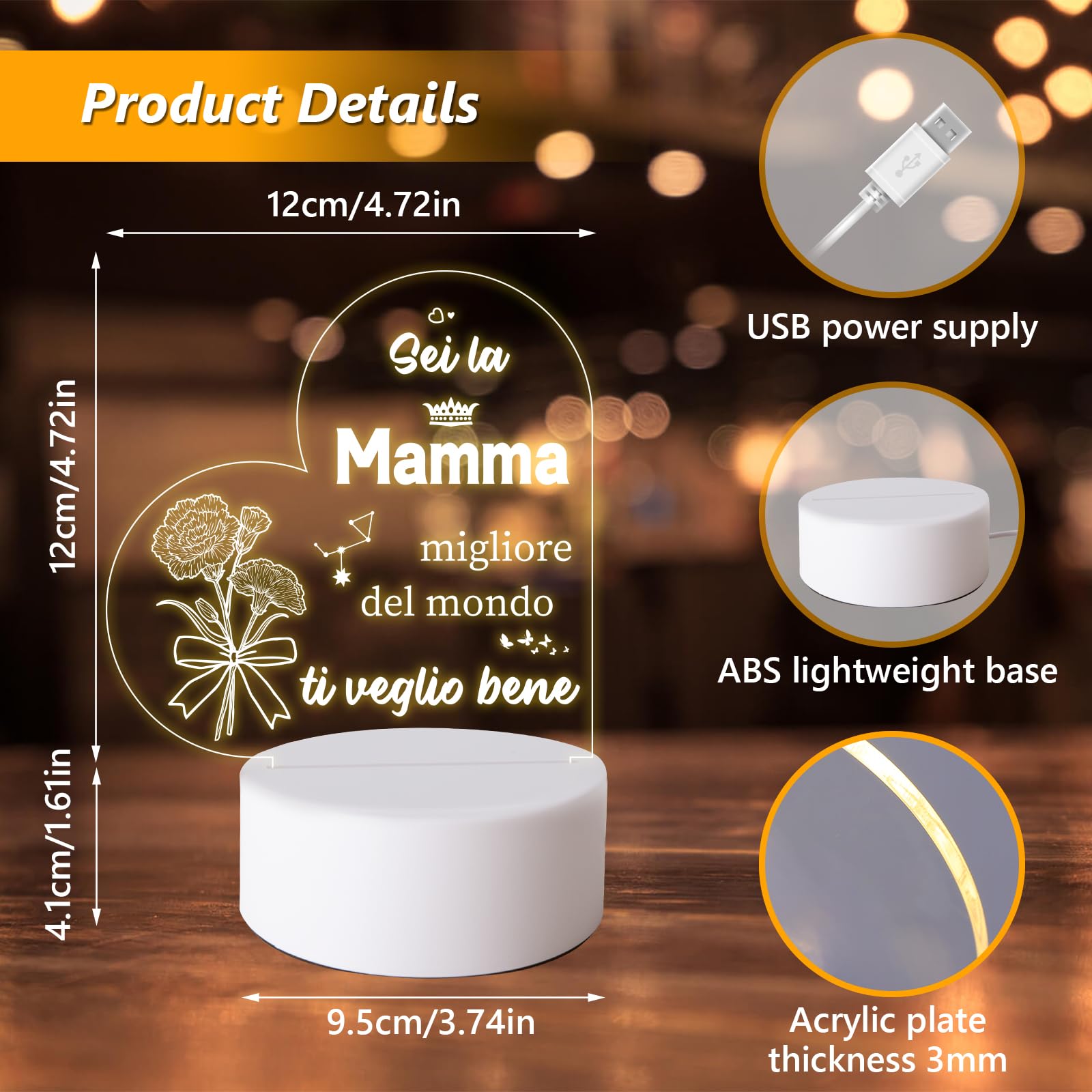 Ulikey Bottiglia Luminosa Con LED Per La Mamma - Scritta "Beste Mama Der Welt", Con Biglietto D'Amore E Foglietti - 2
