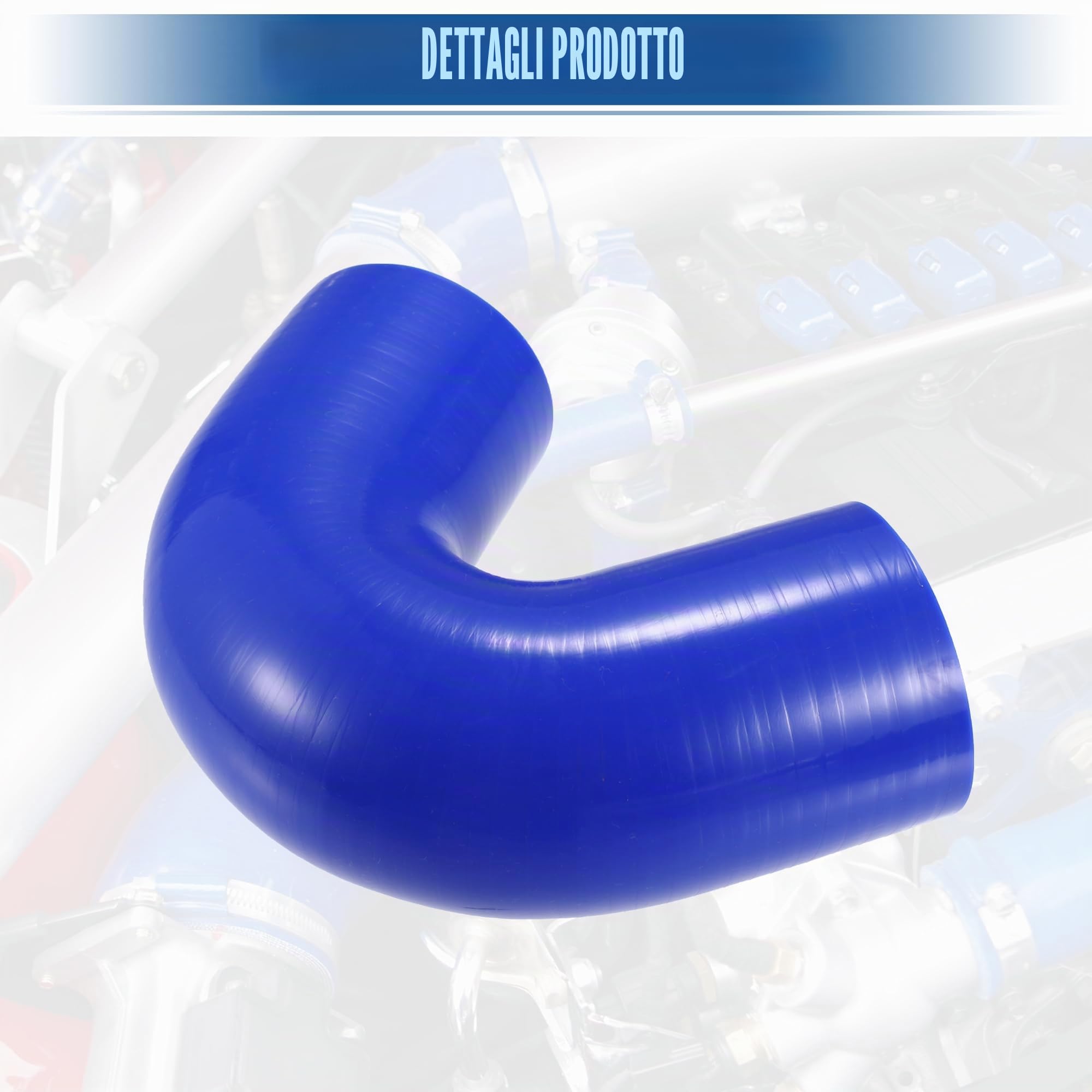 QUARKZMAN Tubo Silicone Universale 60mm 2.36" ID 135°C Blu 1pc Per Auto | Diametro Esterno: 70mm, Spessore: 5mm, Lunghezza: 100mm, Temperatura: -60°C~300°C, Prodotto Universale