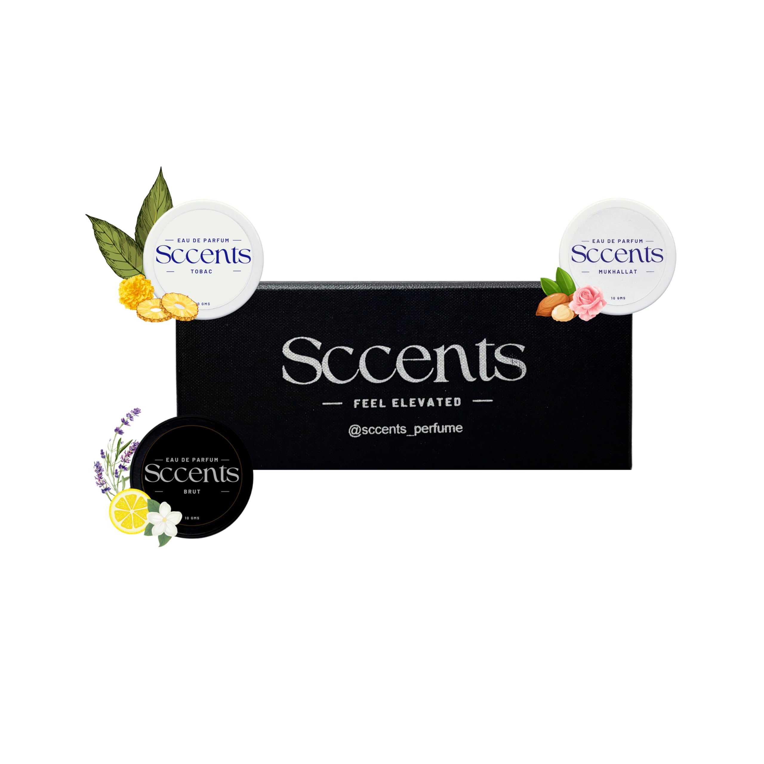 sccents solid perfume trio – brut, tobac & mukhallat | natural, alcohol-free solid balm fragrances for men & women | long-lasting, skin-safe & travel-friendly | pocket solid perfume gift set