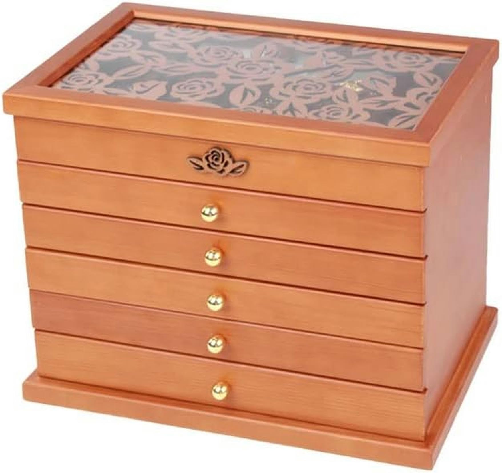 OZBMA Jewelry Box Wooden Six-Layer Storage Cosmetic Ring Earring Necklace Bracelet Lined with Flannel 12 Inches Boxes~/ (A A)
