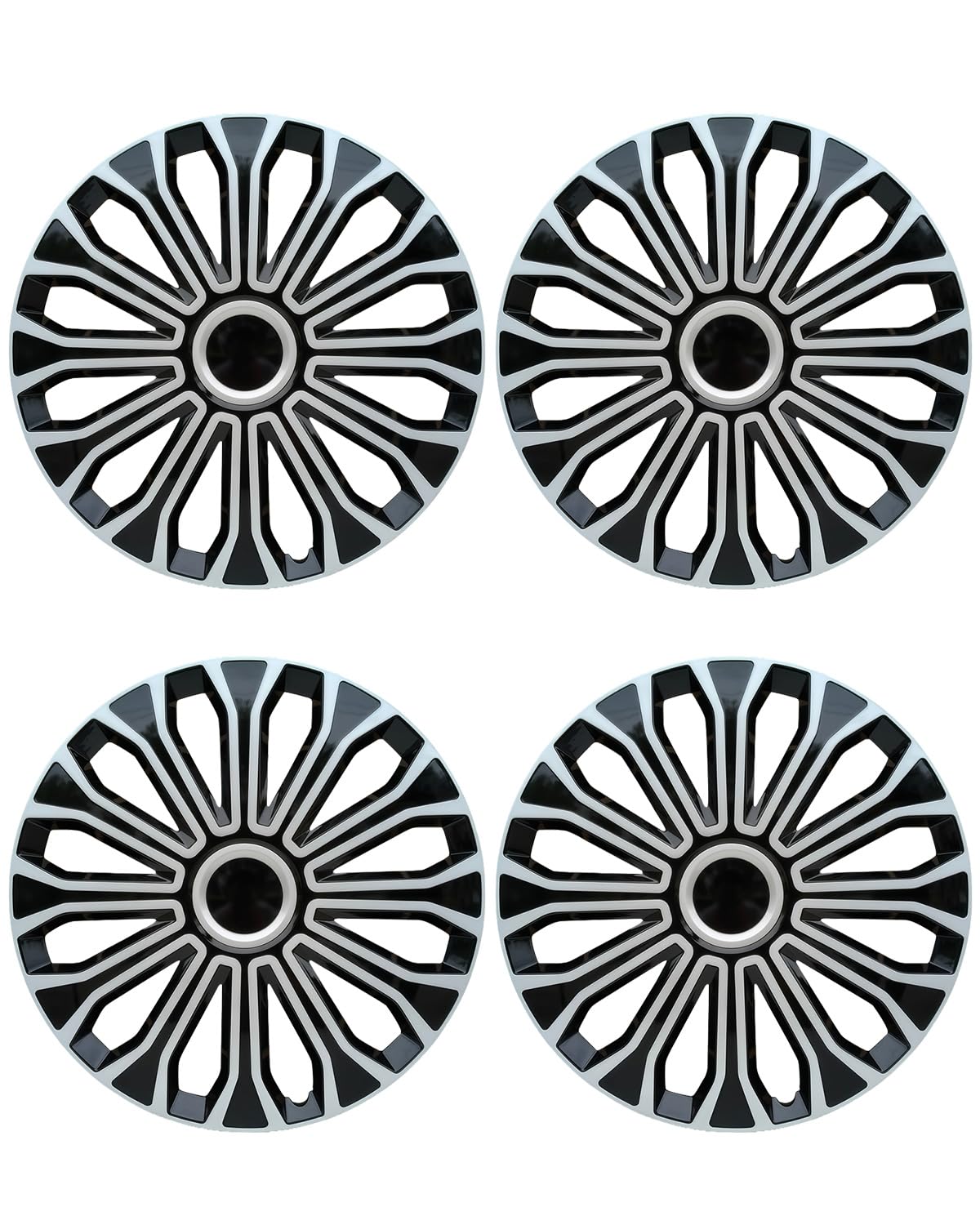 ABX Hubcaps,16 inch hubcaps Set of 4, Wheel Rim Cover ABS Material, Snap On Car Truck SUV Replacement, for Toyota Camry Nissan Mazda etc, Black&amp;Silver