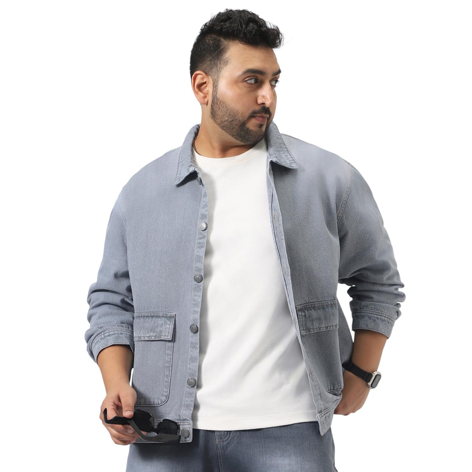 Men's Relaxed Fit Full Sleeve Utility Denim Jacket