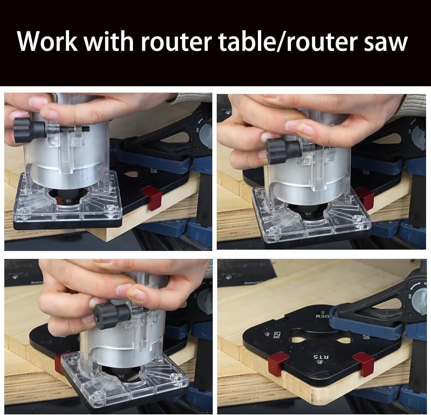 2Pcs Woodworking Radius Jig Router Templates, Aluminum Alloy Quick Change Fillet Template R15 R20 R25 R30 R35 R40 R45 R50 for Woodworking