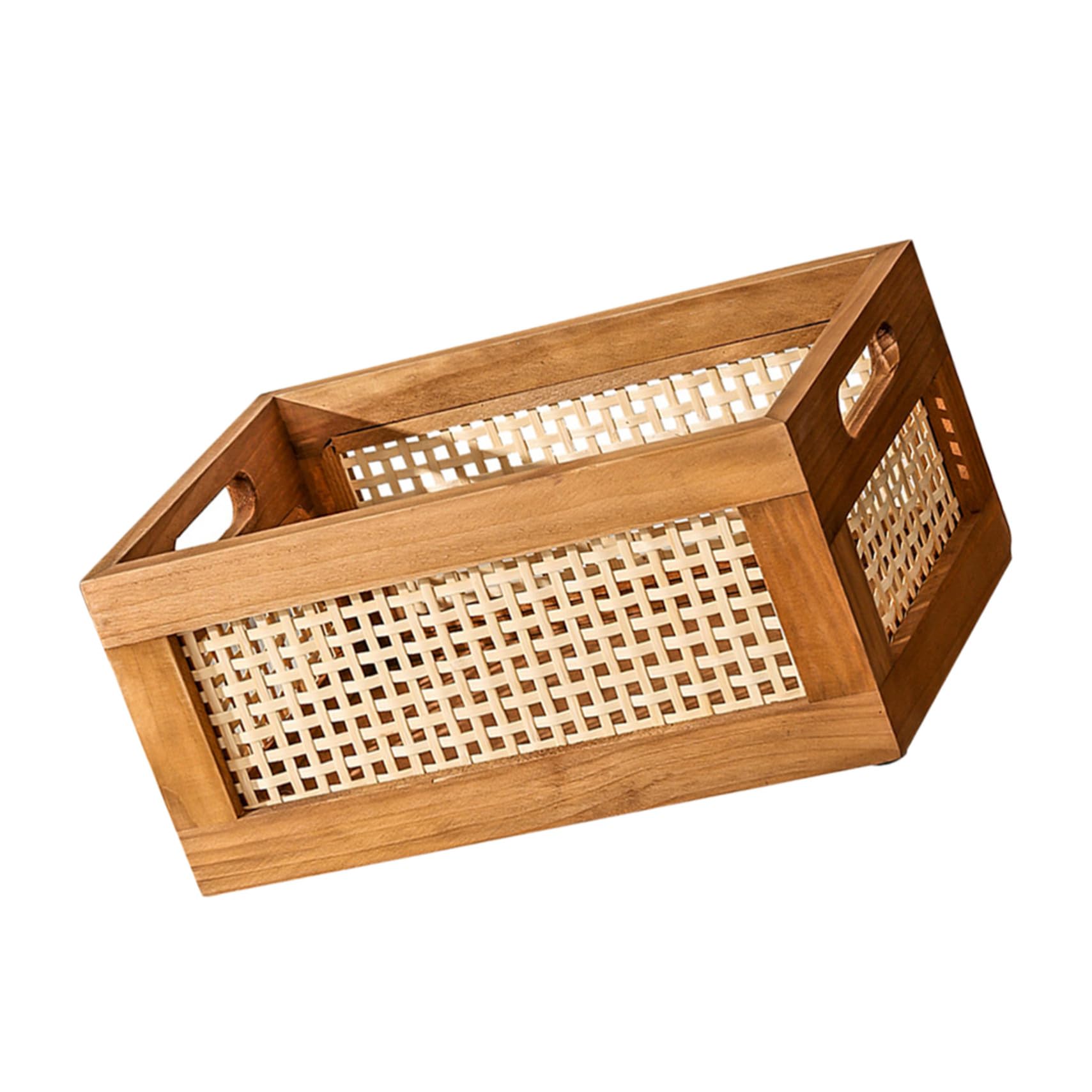 Cestino in Bambù Portaoggetti 35x25x16 CM Maniglia