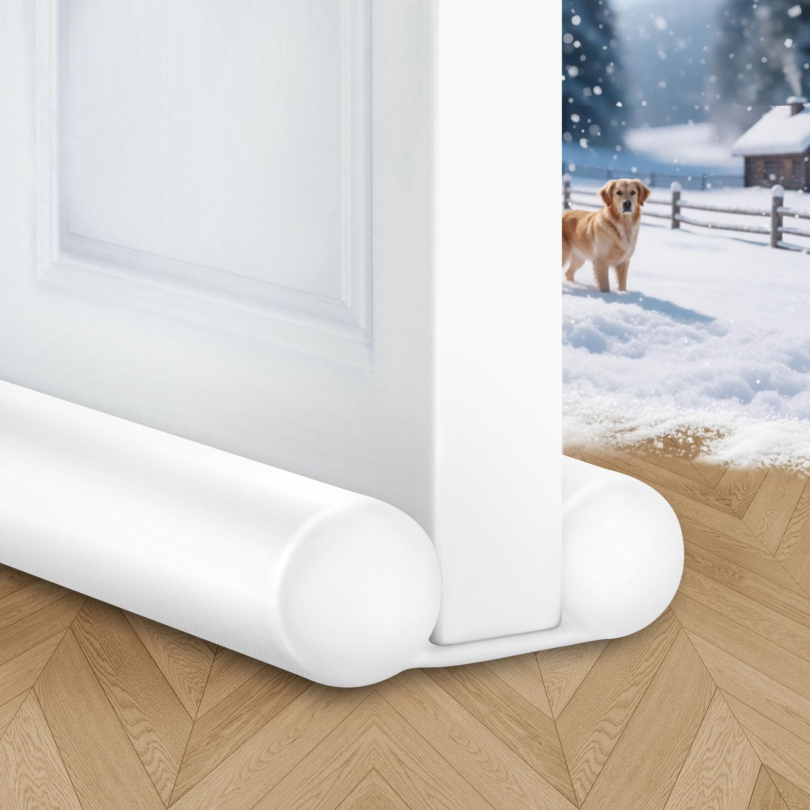 MAXTID White Door Draft Stopper Adjustable 32, 34, 36, up to 38 Inches Double Sided Draft Blocker Sound Proof Door Noise