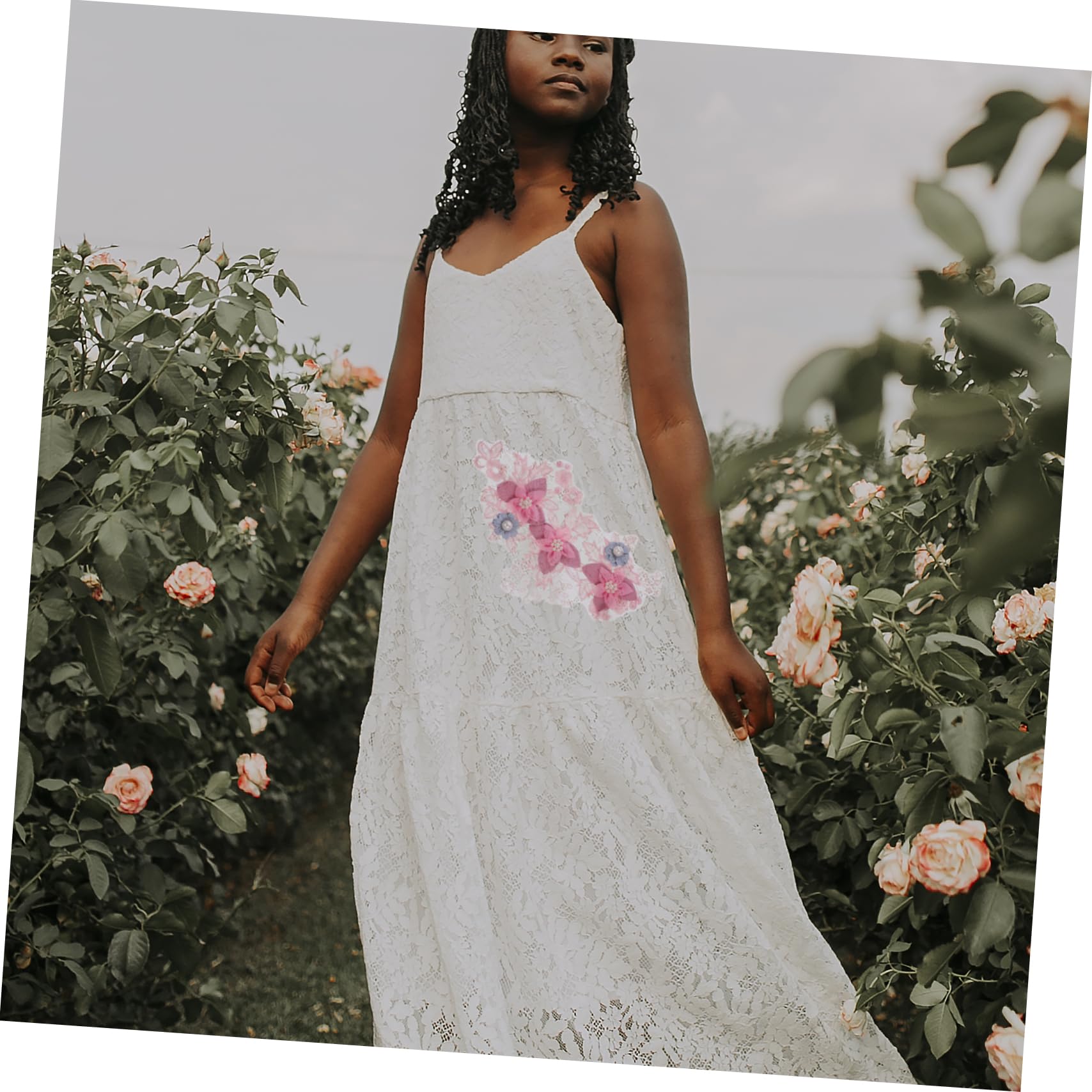 Beatifufu Flower Patch Clothing Decor Pearl Lace Embroidery 3D Handmade Sticker for Dress Jeans