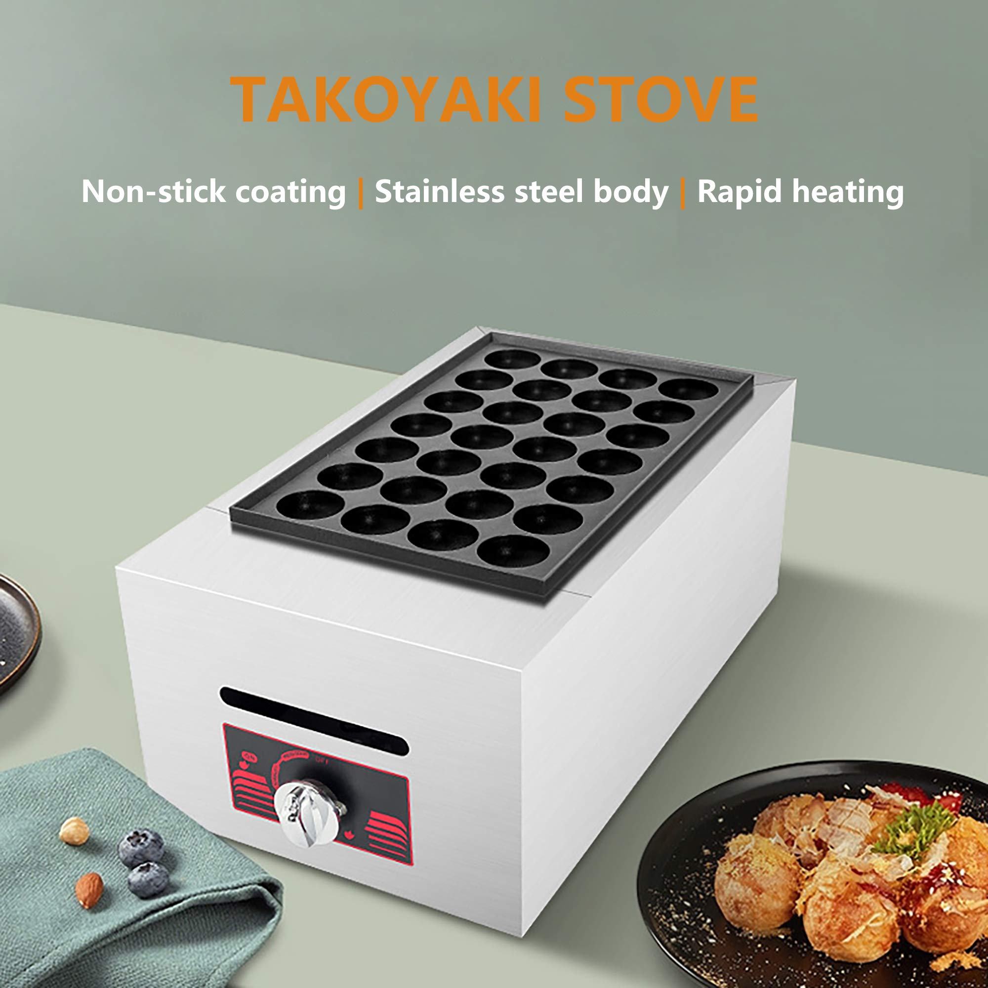 Máquina Para Hacer Takoyaki Comercial, Sartén Eléctrica Para Parrilla Takoyaki, Sartén Para Bolas De Pulpo Takoyaki Japonés, Máquina Para Hornear Multifunción De 28 Orificios, Para Huevos Fritos, Fil