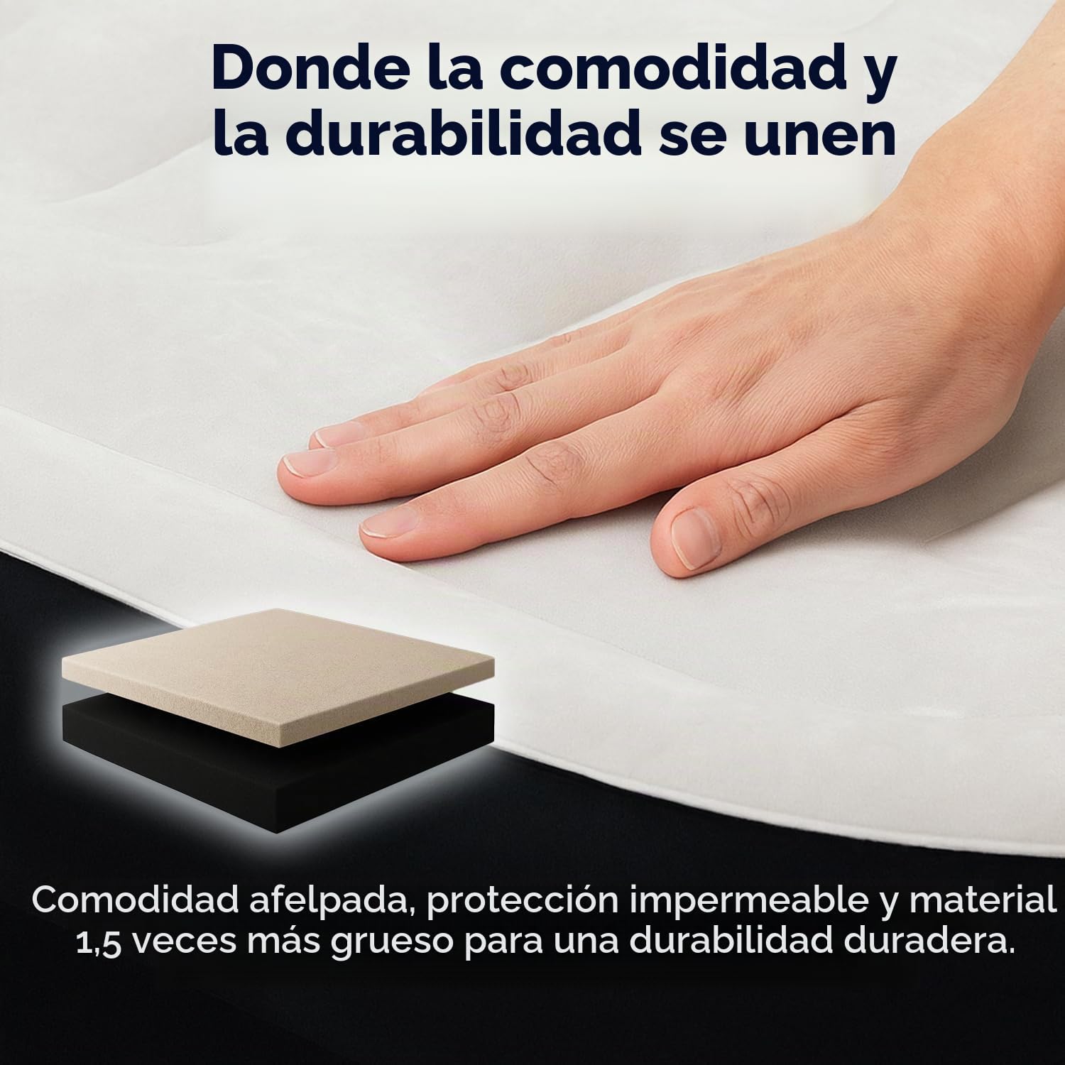 King Koil Colchón Hinchable Queen Size Raised – Mejor colchón Inflable con Bomba integrada – Colchón Hinchable Elevado Acolchado Superior