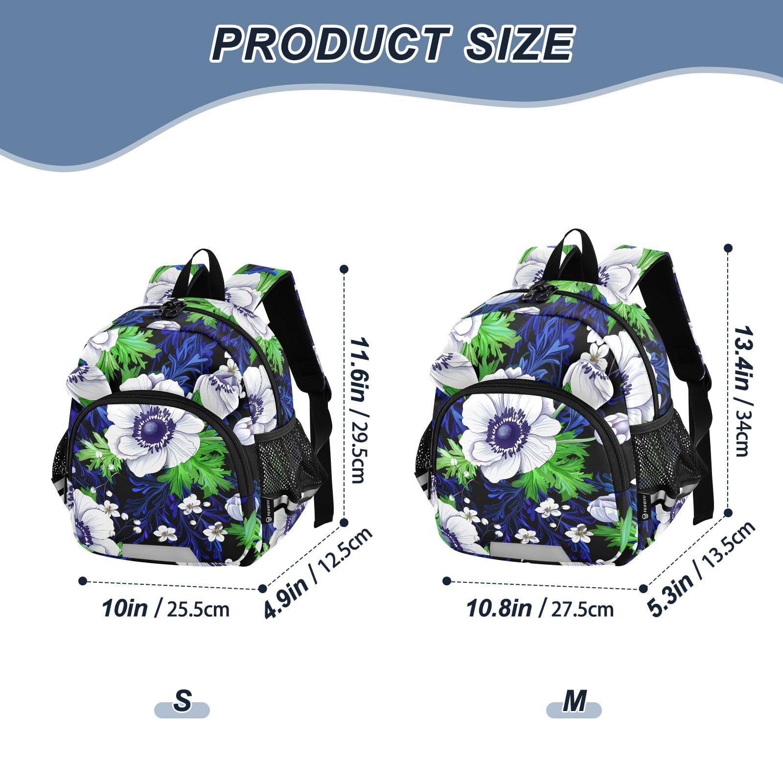 Blossom Foliage Floral Black Toddler Harness Backpack for Boys Girls 3-6 Years Kids Backpack with Anti Lost Safety Leash Baby Protection Backpack for Walking Travel Preschool