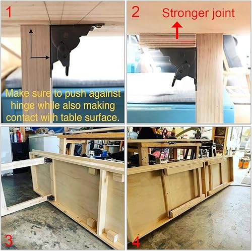 Miniatura 7 de MDLUU Soportes plegables para patas de mesa, accesorios de bisagra plegables, extensión de autobloqueo, soporte plegable para patas de cama, estante