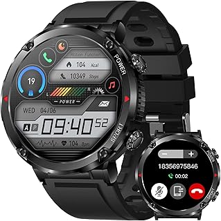 LIGE Smart Watch for Men, 1.6'' HD Military Sport Watch Bluetooth Call, Fitness Tracker with 22 Sport Modes, Heart Rate/Blood Oxygen/Sleep Monitor, IP68 Tactical Smartwatch iOS Android, Black