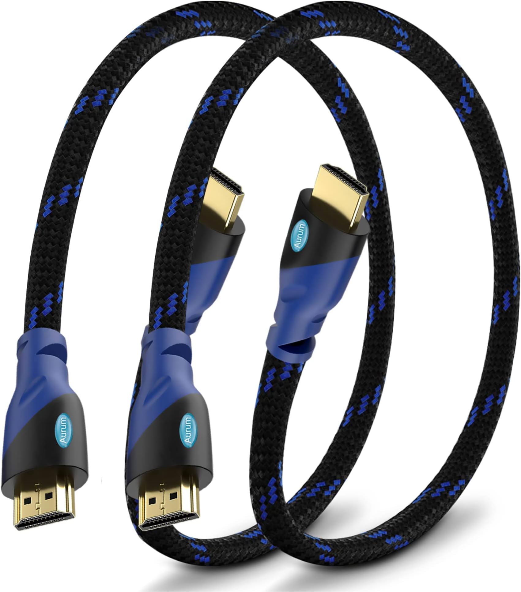 Aurum Ultra Series High Speed HDMI Cable with Ethernet - HDMI Extender Braided Cable Supports 3D and Audio Return Channel up to 4k Resolution 1.5FT HDMI Cable 2 Pack