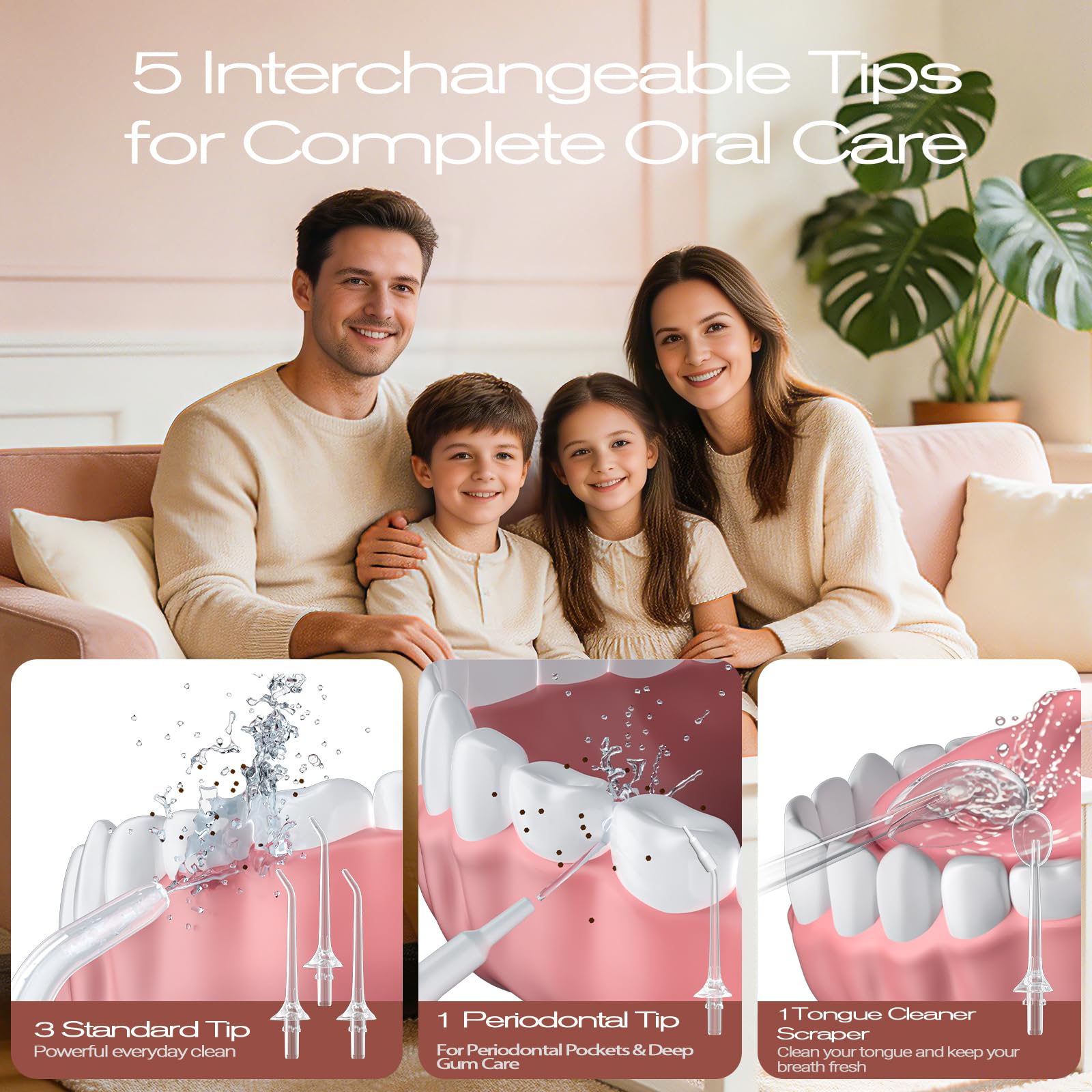 OasiSmile Hydropulseur C2 pour les dents, irrigateur buccal sans fil, 350