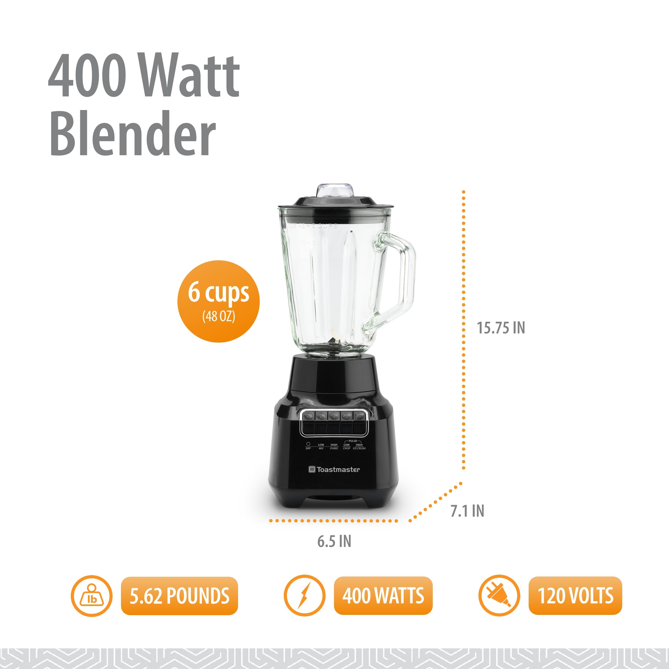 Batidora de 400 vatios con tarro de vidrio de 48 onzas, para batidos de frutas, batidos y más, potente licuadora de cocina con múltiples velocidades, cuchillas de acero inoxidable 2